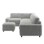 Veyron Furry Channel-Stoff Daunenfüllung L-förmiges 4-Sitzer Modulsofa mit Ottoman von iNSPIRE Q Modern