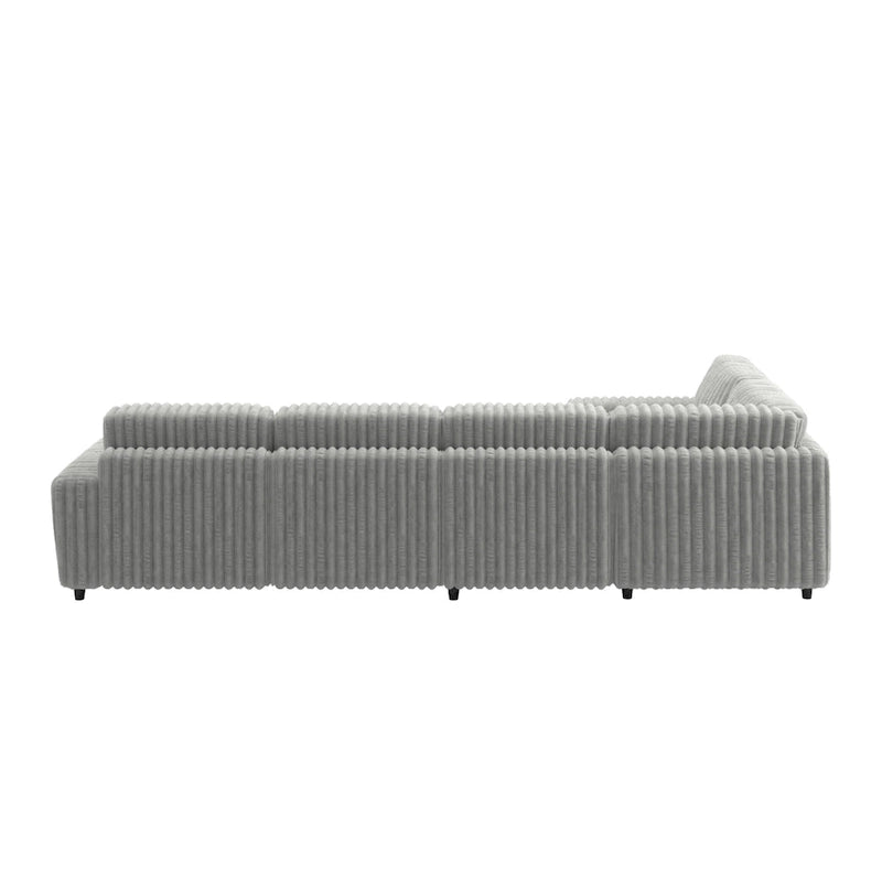 Veyron Furry Channel-Stoff Daunenfüllung L-förmiges 4-Sitzer Modulsofa mit Ottoman von iNSPIRE Q Modern
