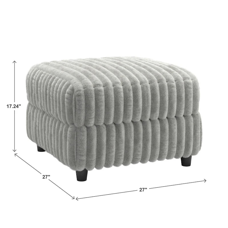 Veyron Furry Channel-Stoff Daunenfüllung L-förmiges 4-Sitzer Modulsofa mit Ottoman von iNSPIRE Q Modern