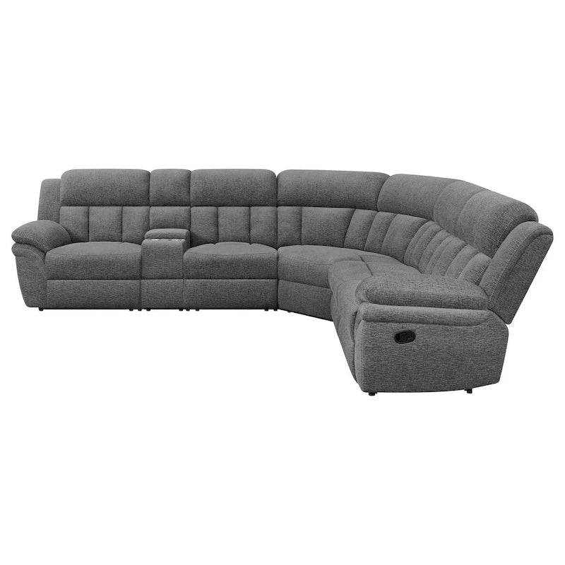 Diko 6-teiliges modulares Sektionssofa, dunkelgrauer Chenille, manuelle Relaxfunktion