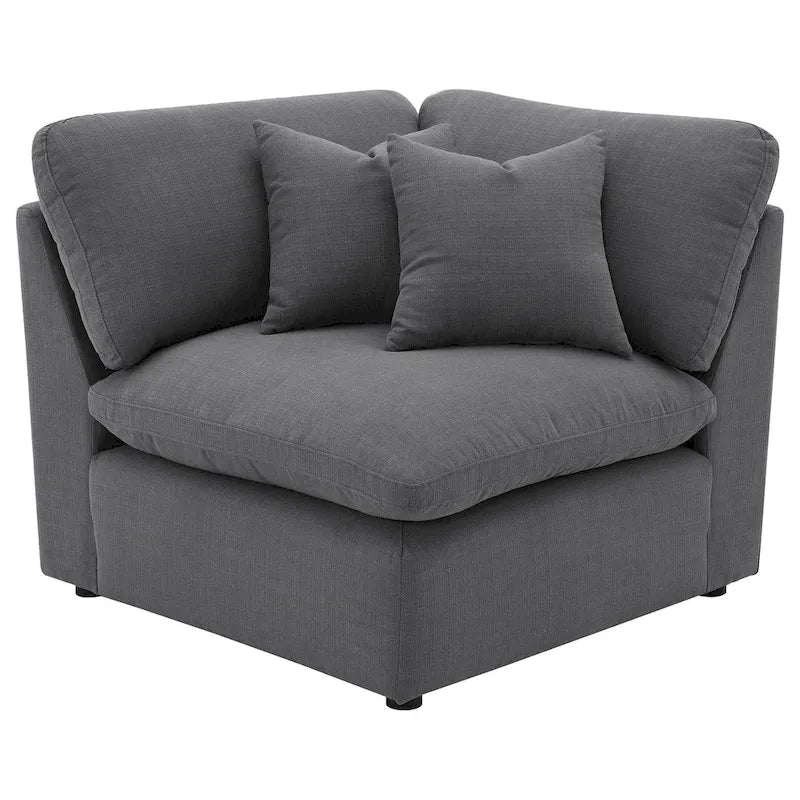 Hobo 6-teiliges Sektionssofa, anthrazitfarbener Stoff, 10 Kissen, 305 cm