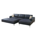 Kemy 2pc L Sectional Sofa Set with LAF Chaise, Ink Blue Faux Leather