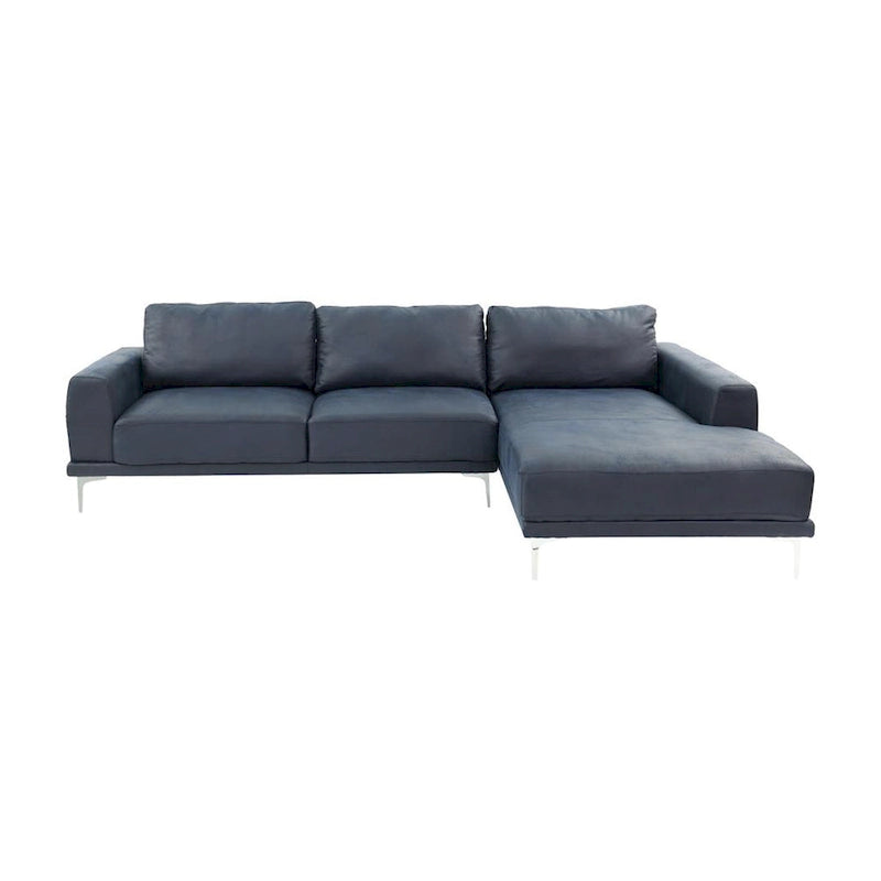 Kemy 2-teiliges Ecksofa-Set mit Ottomane links, Kunstleder Tinte Blau
