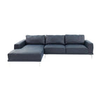 Kemy 2-teiliges Ecksofa-Set mit Ottomane links, Kunstleder Tinte Blau