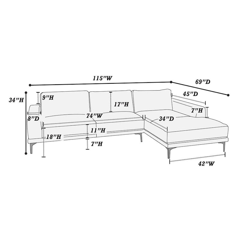 Kemy 2-teiliges Ecksofa-Set mit Ottomane links, Kunstleder Tinte Blau