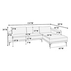 Kemy 2-teiliges Ecksofa-Set mit Ottomane links, Kunstleder Tinte Blau