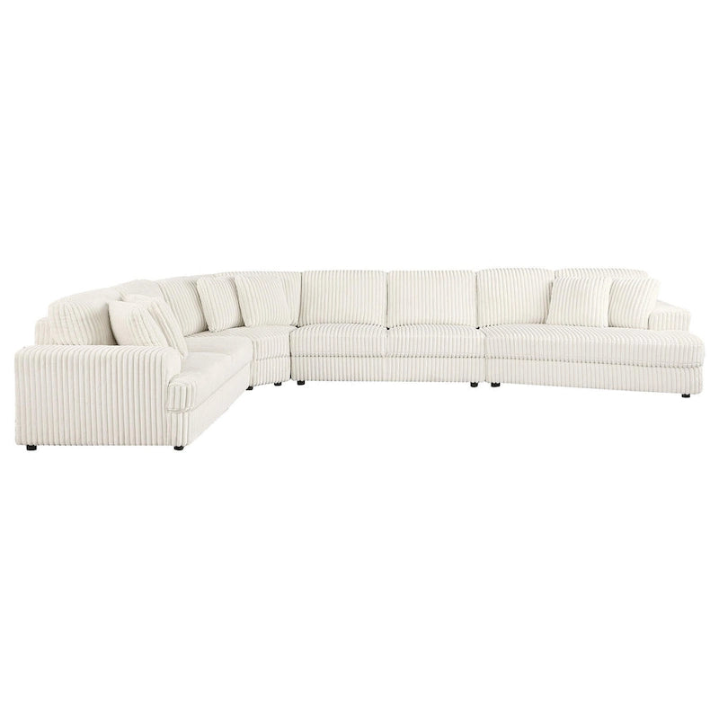 Sono 4-teiliges Modulsofa, 6 Zierkissen, Channel Elfenbeinweiß