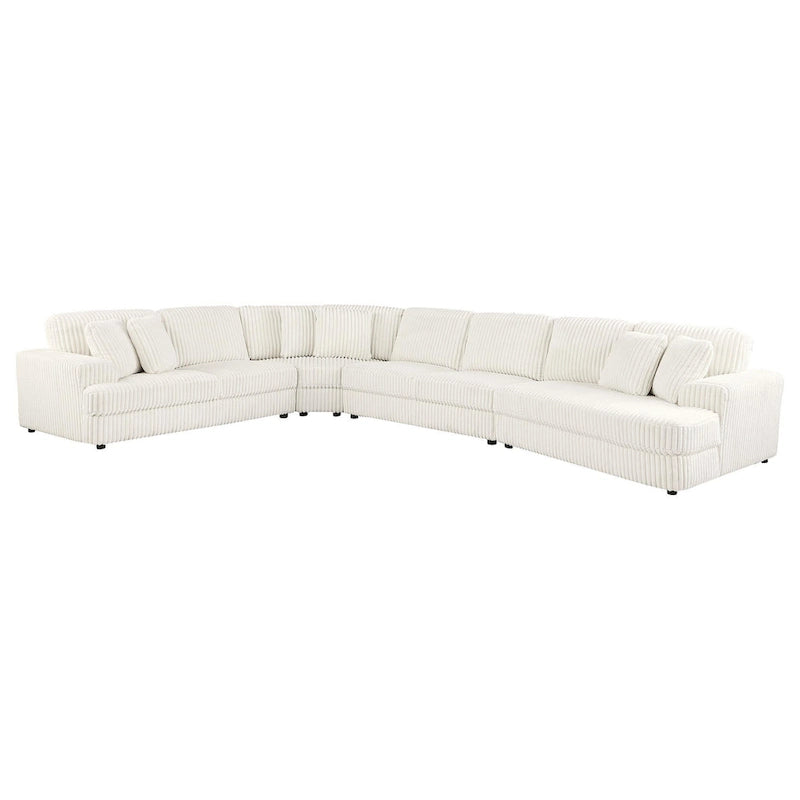 Sono 4-teiliges Modulsofa, 6 Zierkissen, Channel Elfenbeinweiß
