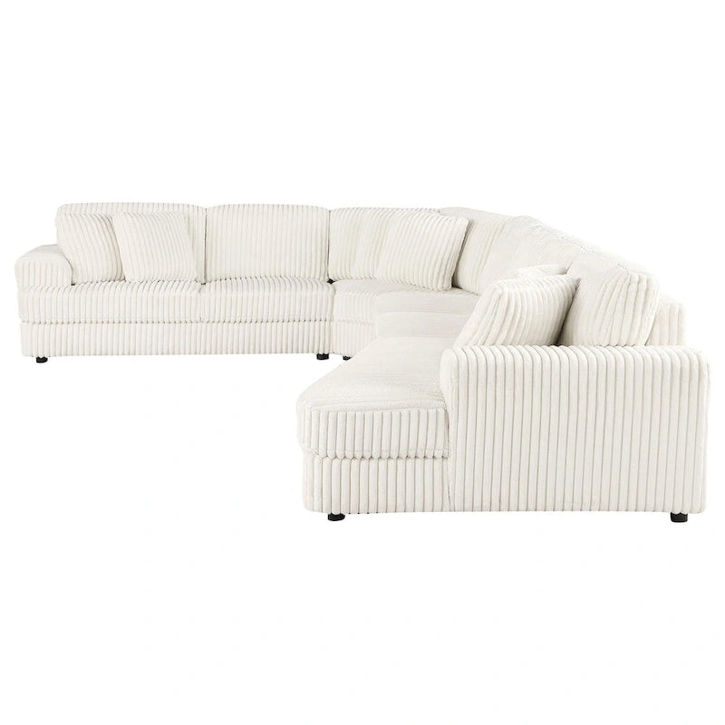 Sono 4-teiliges Modulsofa, 6 Zierkissen, Channel Elfenbeinweiß