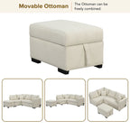 Roomfitters L-förmiges Ausziehsofa mit USB-Anschlüssen, Steckdosen und beweglichem Stauraum-Ottoman
