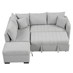 Roomfitters L-förmiges Ausziehsofa mit USB-Anschlüssen, Steckdosen und beweglichem Stauraum-Ottoman