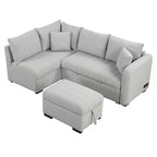 Roomfitters L-förmiges Ausziehsofa mit USB-Anschlüssen, Steckdosen und beweglichem Stauraum-Ottoman