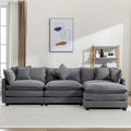 Roomfitters L-förmiges Sofa aus Chenille mit Ottomane und 5 Kissen, modernes Luxus-Sofa für das Wohnzimmer