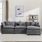 Roomfitters L-förmiges Sofa aus Chenille mit Ottomane und 5 Kissen, modernes Luxus-Sofa für das Wohnzimmer