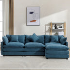 Roomfitters L-förmiges Sofa aus Chenille mit Ottomane und 5 Kissen, modernes Luxus-Sofa für das Wohnzimmer