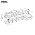 Roomfitters L-förmiges Sofa aus Chenille mit Ottomane und 5 Kissen, modernes Luxus-Sofa für das Wohnzimmer