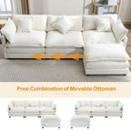 Roomfitters L-förmiges Sofa aus Chenille mit Ottomane und 5 Kissen, modernes Luxus-Sofa für das Wohnzimmer