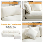 Roomfitters L-förmiges Sofa aus Chenille mit Ottomane und 5 Kissen, modernes Luxus-Sofa für das Wohnzimmer