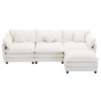 Roomfitters L-förmiges Sofa aus Chenille mit Ottomane und 5 Kissen, modernes Luxus-Sofa für das Wohnzimmer