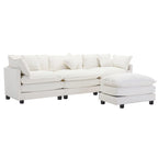 Roomfitters L-förmiges Sofa aus Chenille mit Ottomane und 5 Kissen, modernes Luxus-Sofa für das Wohnzimmer