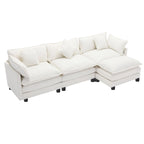Roomfitters L-förmiges Sofa aus Chenille mit Ottomane und 5 Kissen, modernes Luxus-Sofa für das Wohnzimmer