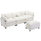 Roomfitters L-förmiges Sofa aus Chenille mit Ottomane und 5 Kissen, modernes Luxus-Sofa für das Wohnzimmer