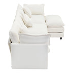 Roomfitters L-förmiges Sofa aus Chenille mit Ottomane und 5 Kissen, modernes Luxus-Sofa für das Wohnzimmer