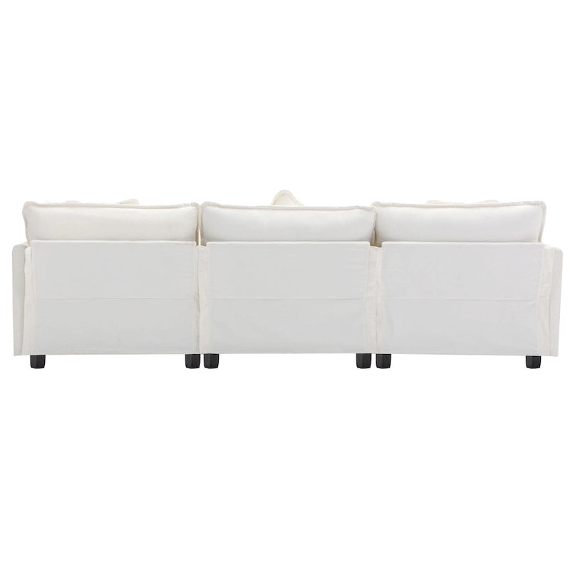 Roomfitters L-förmiges Sofa aus Chenille mit Ottomane und 5 Kissen, modernes Luxus-Sofa für das Wohnzimmer