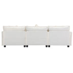 Roomfitters L-förmiges Sofa aus Chenille mit Ottomane und 5 Kissen, modernes Luxus-Sofa für das Wohnzimmer