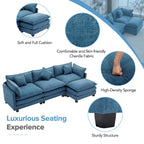 Roomfitters L-förmiges Sofa aus Chenille mit Ottomane und 5 Kissen, modernes Luxus-Sofa für das Wohnzimmer