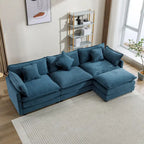 Roomfitters L-förmiges Sofa aus Chenille mit Ottomane und 5 Kissen, modernes Luxus-Sofa für das Wohnzimmer