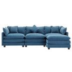 Roomfitters L-förmiges Sofa aus Chenille mit Ottomane und 5 Kissen, modernes Luxus-Sofa für das Wohnzimmer