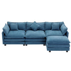 Roomfitters L-förmiges Sofa aus Chenille mit Ottomane und 5 Kissen, modernes Luxus-Sofa für das Wohnzimmer