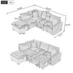 Roomfitters umwandelbares Schlafsofa als Sektionsschläfer mit Stauraum-Ottomane, zwei Kissen, USB-Anschlüssen und Steckdosen