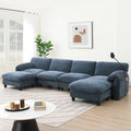 U-förmiges Sektionalsofa Indoor Chaiselongue mit USB- und Typ-C-Ladegerät