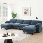 U-förmiges Sektionalsofa Indoor Chaiselongue mit USB- und Typ-C-Ladegerät