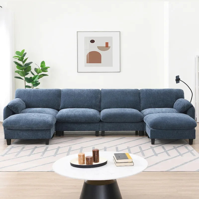 U-förmiges Sektionalsofa Indoor Chaiselongue mit USB- und Typ-C-Ladegerät