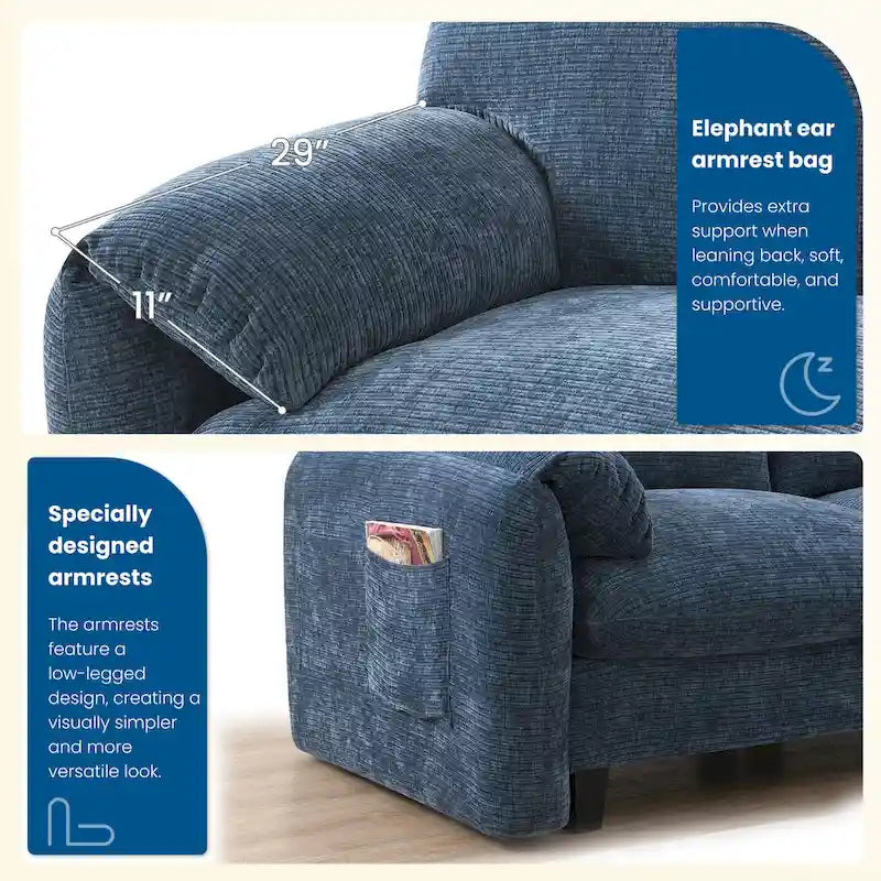U-förmiges Sektionalsofa Indoor Chaiselongue mit USB- und Typ-C-Ladegerät