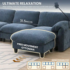 U-förmiges Sektionalsofa Indoor Chaiselongue mit USB- und Typ-C-Ladegerät
