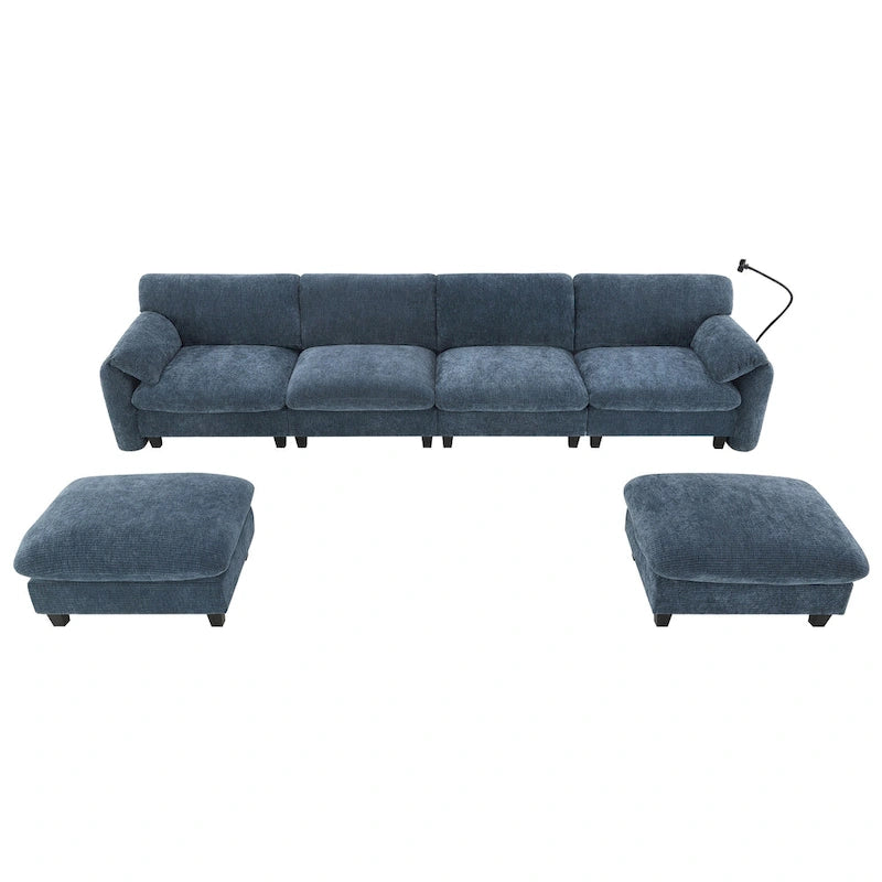 U-förmiges Sektionalsofa Indoor Chaiselongue mit USB- und Typ-C-Ladegerät