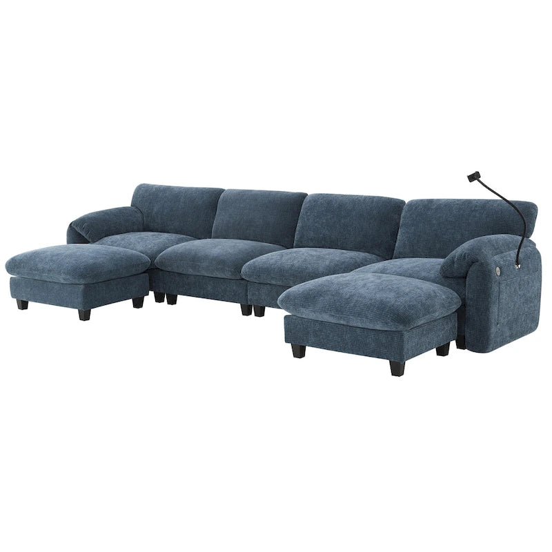 U-förmiges Sektionalsofa Indoor Chaiselongue mit USB- und Typ-C-Ladegerät
