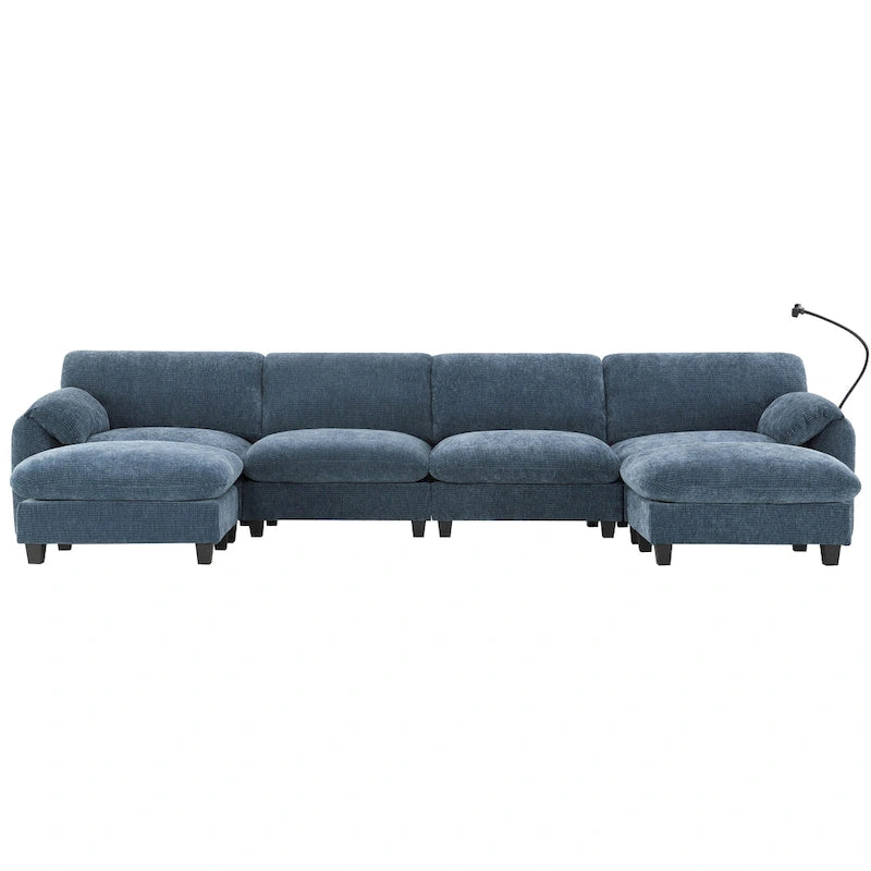 U-förmiges Sektionalsofa Indoor Chaiselongue mit USB- und Typ-C-Ladegerät