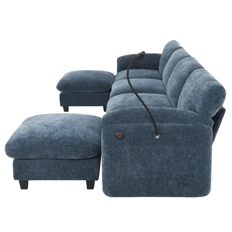 U-förmiges Sektionalsofa Indoor Chaiselongue mit USB- und Typ-C-Ladegerät