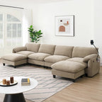 U-förmiges Sektionalsofa Indoor Chaiselongue mit USB- und Typ-C-Ladegerät
