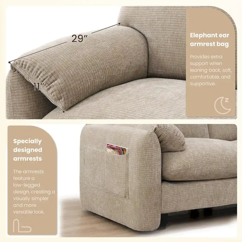 U-förmiges Sektionalsofa Indoor Chaiselongue mit USB- und Typ-C-Ladegerät