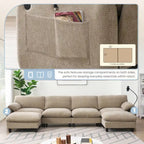 U-förmiges Sektionalsofa Indoor Chaiselongue mit USB- und Typ-C-Ladegerät