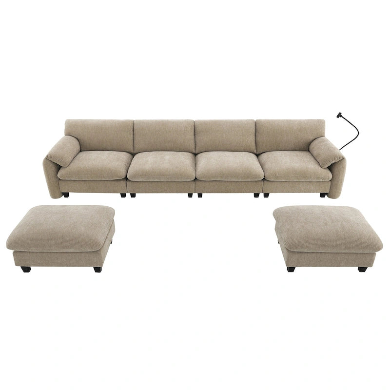 U-förmiges Sektionalsofa Indoor Chaiselongue mit USB- und Typ-C-Ladegerät