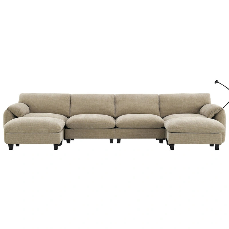 U-förmiges Sektionalsofa Indoor Chaiselongue mit USB- und Typ-C-Ladegerät
