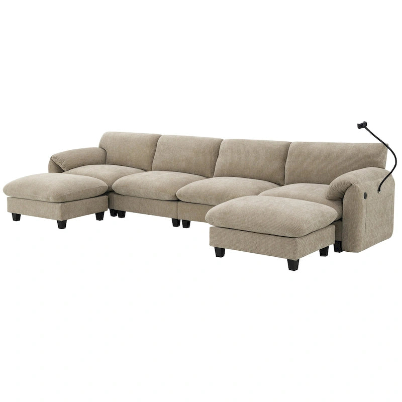 U-förmiges Sektionalsofa Indoor Chaiselongue mit USB- und Typ-C-Ladegerät