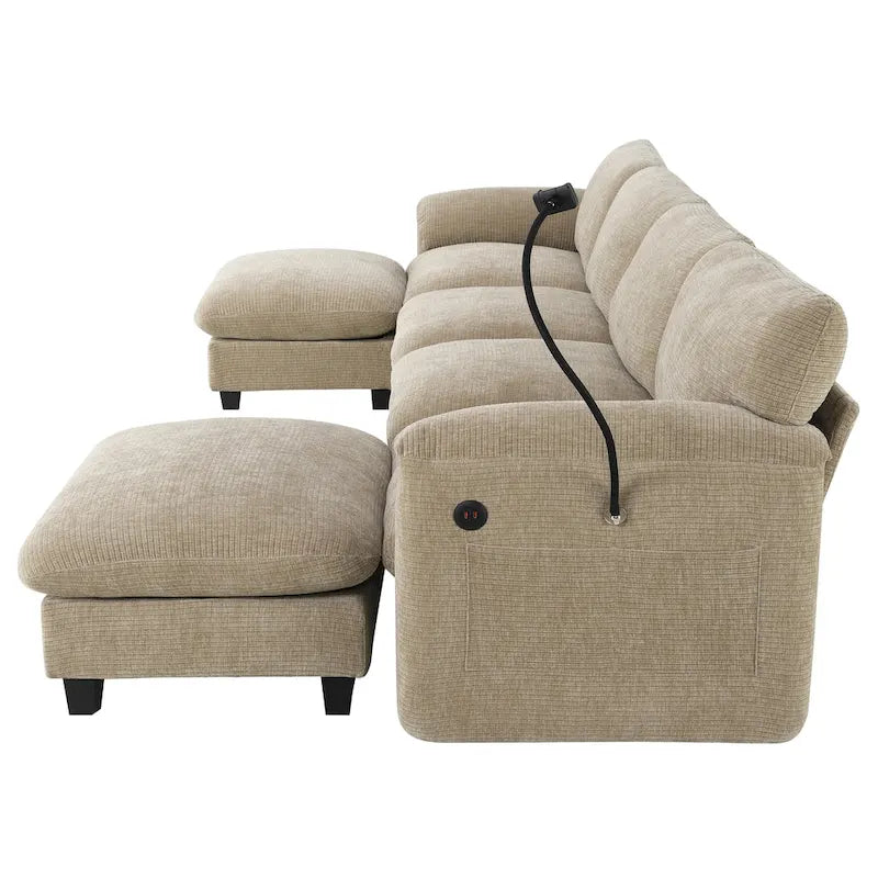 U-förmiges Sektionalsofa Indoor Chaiselongue mit USB- und Typ-C-Ladegerät